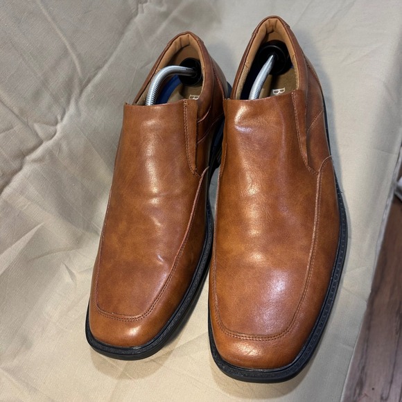 Borelli Brown Slip On Loafers Men's Dress Shoes Comfort Casual - Picture 1 of 7